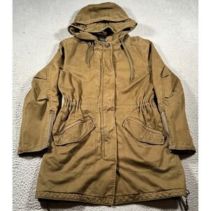 Scotch & Soda Maison Scotch Parka Coat Women XS Brown Lace Up Fish Tail Full Zip